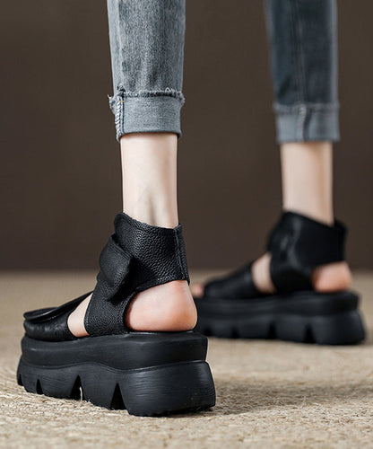 Brown Buckle Strap Splicing Platform Sandals Peep Toe