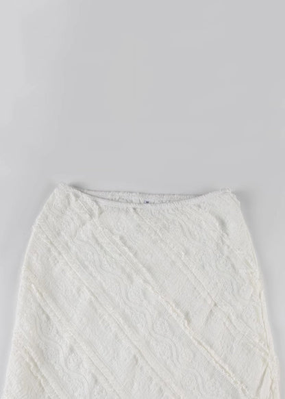 Art White Side Open High Waist Lace Skirts Summer