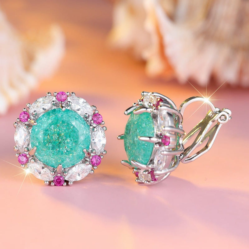 Sea Light Halo Crystal Earrings