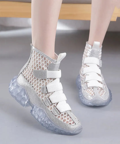 Diy Silk Tulle Splicing Cross Strap Boots