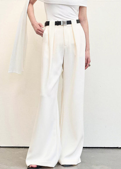 Stylish Beige Pockets High Waist Spandex Pants Summer