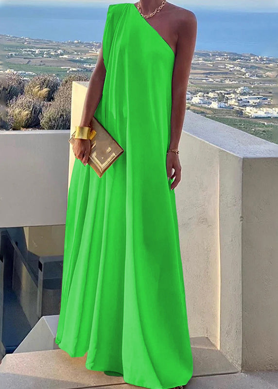 White One Shoulder Cotton Long Dress Summer