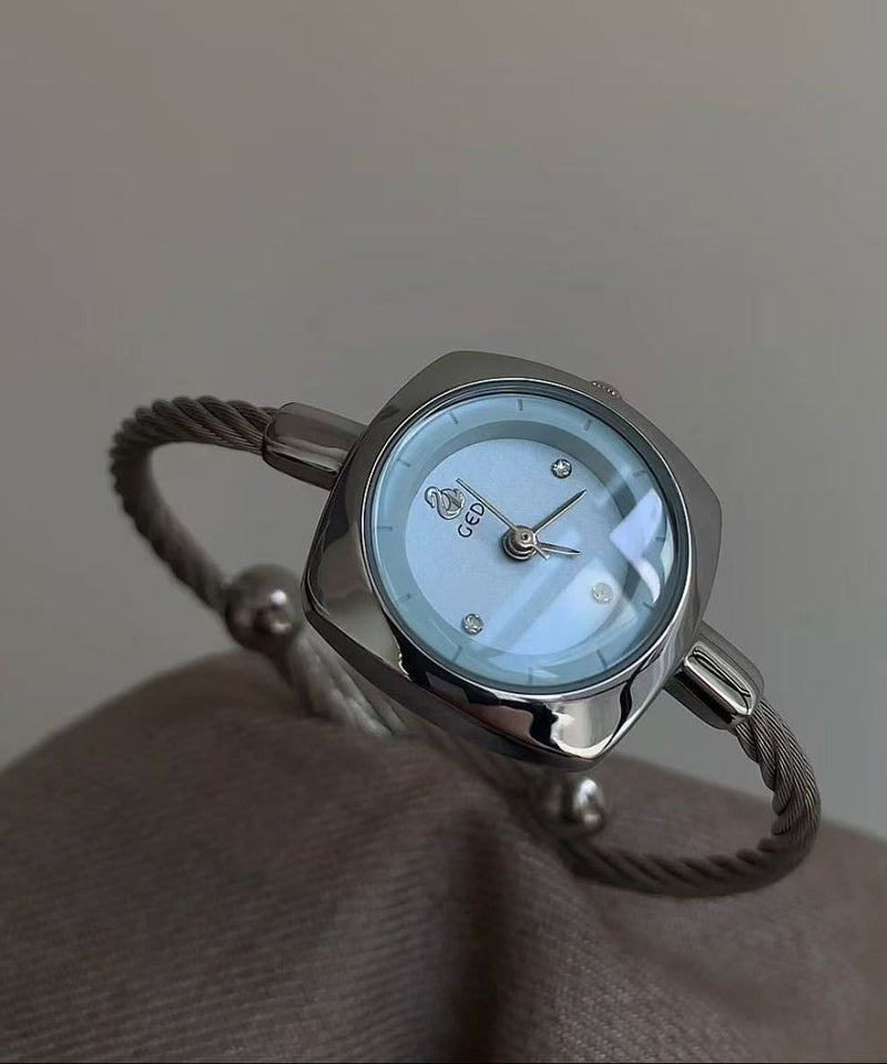 Green Stainless Steel Reinforced Glass Square Watches