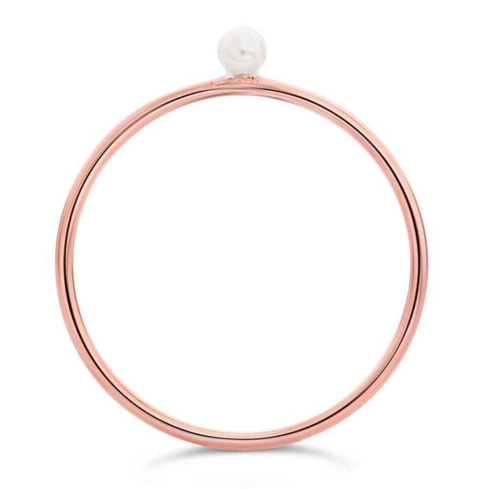 14/20 Rose Gold-filled Petite Stackable Rings, Swarovski Pearl & Sparkle Finish, Set of 3