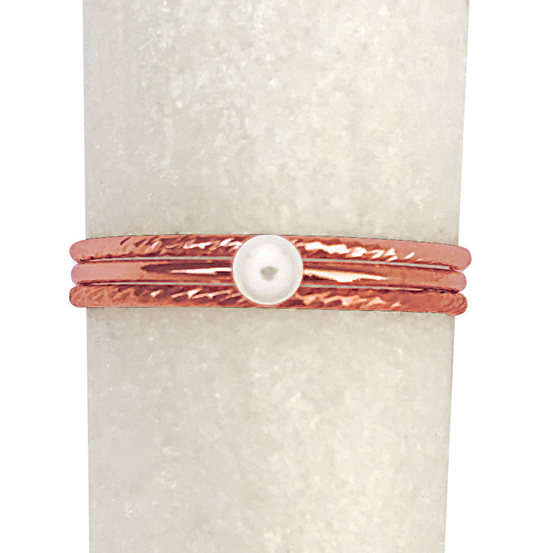 14/20 Rose Gold-filled Petite Stackable Rings, Swarovski Pearl & Sparkle Finish, Set of 3