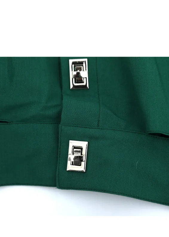 Blackish Green Peter Pan Collar Button Tops Long Sleeve