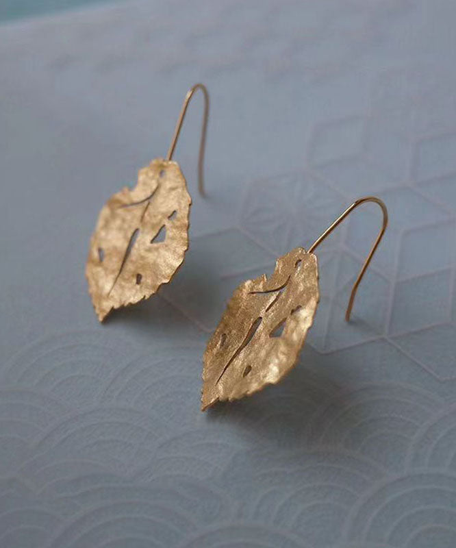 Gold Copper Overgild Maple Leaf Drop Earrings