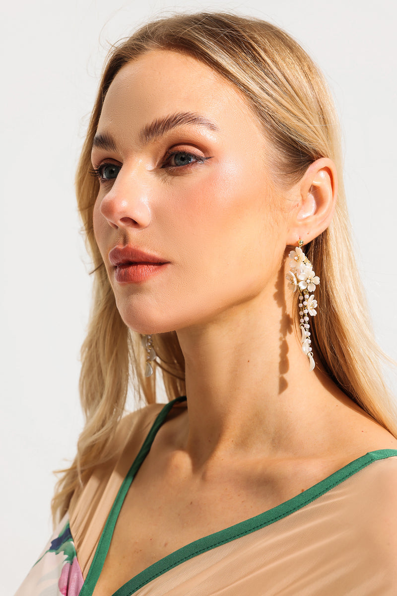 Faux Pearl Tassel Drop Earrings