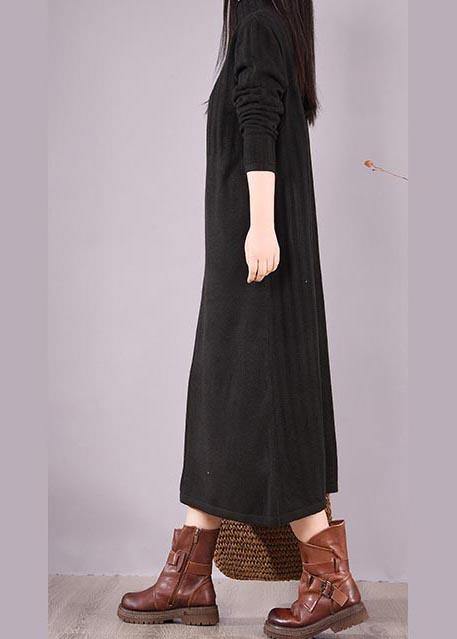 High Neck Spring Wardrobes Sleeve Black Robe Dress