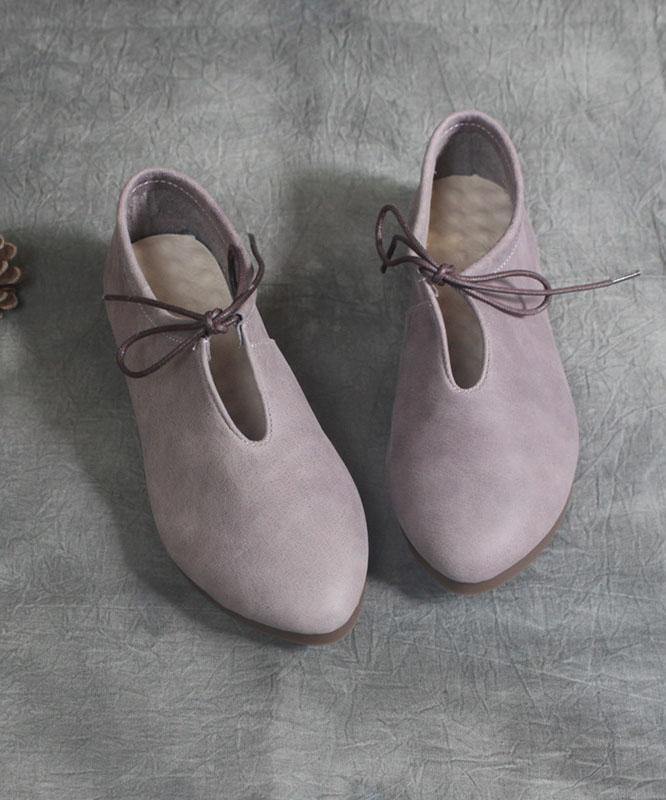 Purple Genuine Leather Lace Up Loafer Shoes for