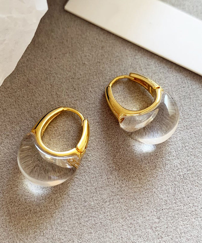 White Copper Alloy Crysta Hoop Earrings