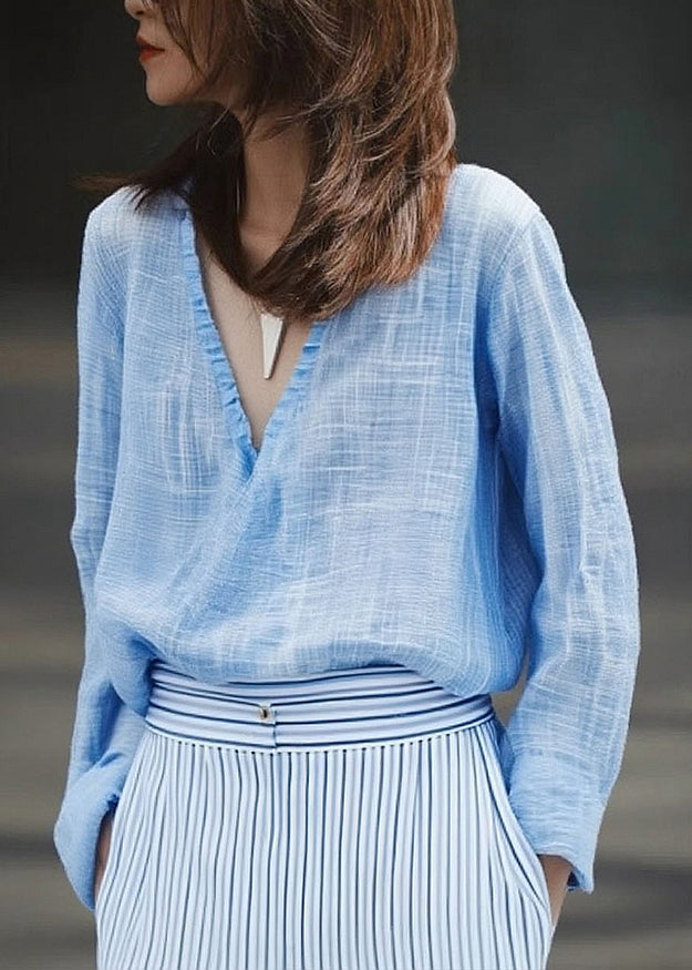 Blue V Neck Shirt Fall