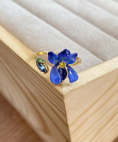 Original Blue Sterling Silver Overgild Gem Stone Rings