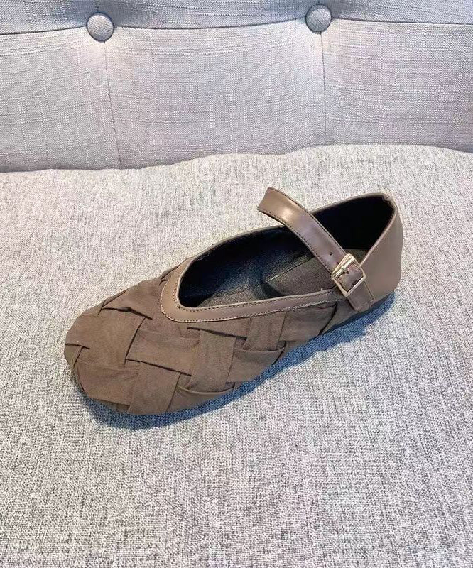 Cotton Fabric Black Penny Loafers Buckle Strap