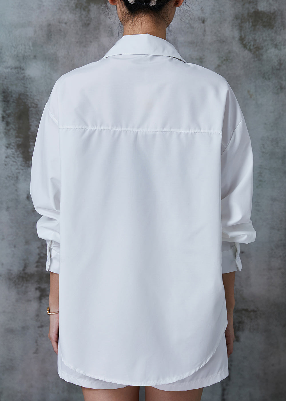 White Print Knit Cotton Two Pieces Set Summer