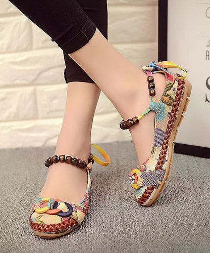 Style Handmade Beaded Flat Sole Single Shoes Soofairy Shoes-20251