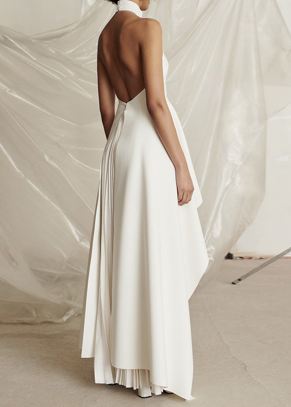 Black Turtleneck Asymmetrical Patchwork Maxi Vestidos Dresses Sleeveless Summer