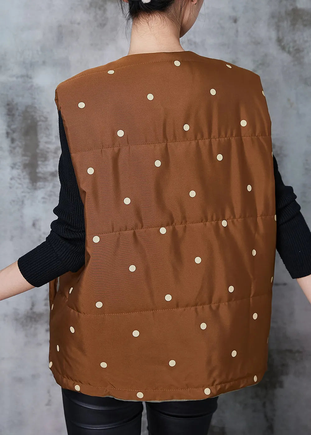 Coffee Dot Oversized Cotton Filled Vests Spring