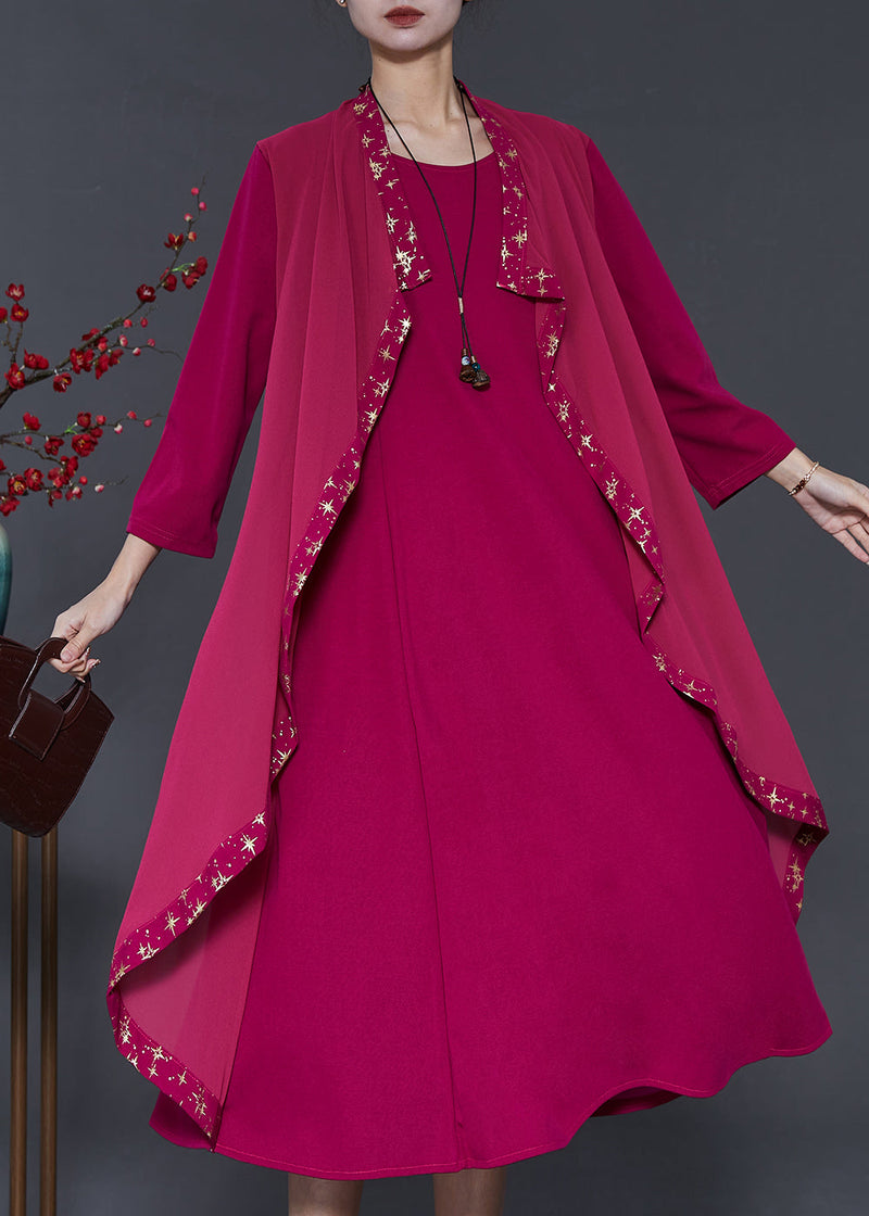 Rose Patchwork Chiffon Holiday Dresses Fake Two Piece Spring