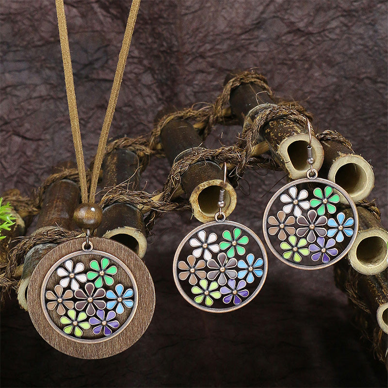 Alloy Wood Pendant Pendant Geometric Earring Set