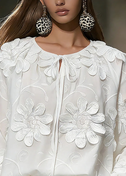 White Tie Lace Tops Spring