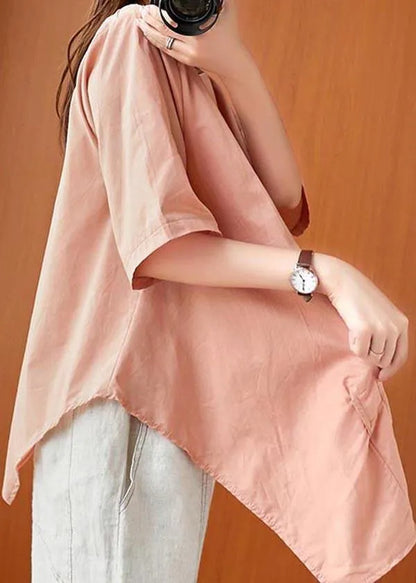 Orange Embroideried Cinched Linen Summer Shirts