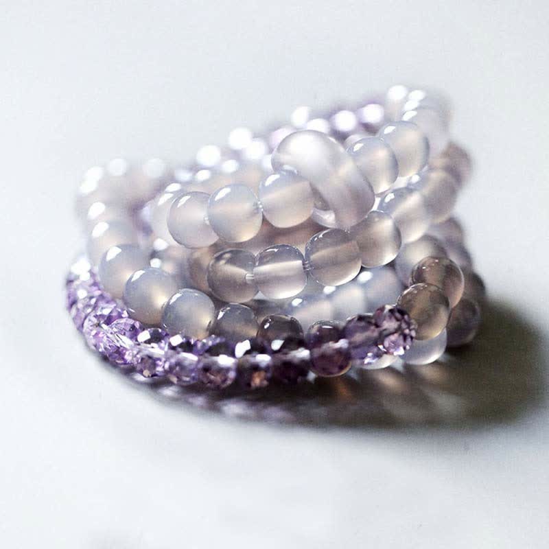 Buddha Stones Natural Amethyst Crystal Meditation Healing Bracelet