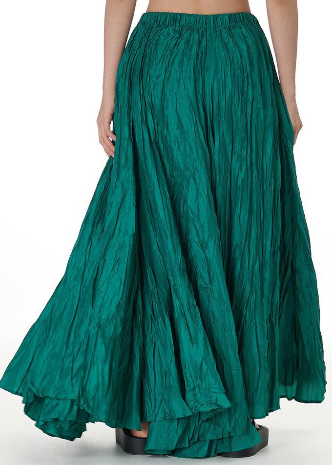 Green Loose Cotton Summer Skirts Elastic Waist