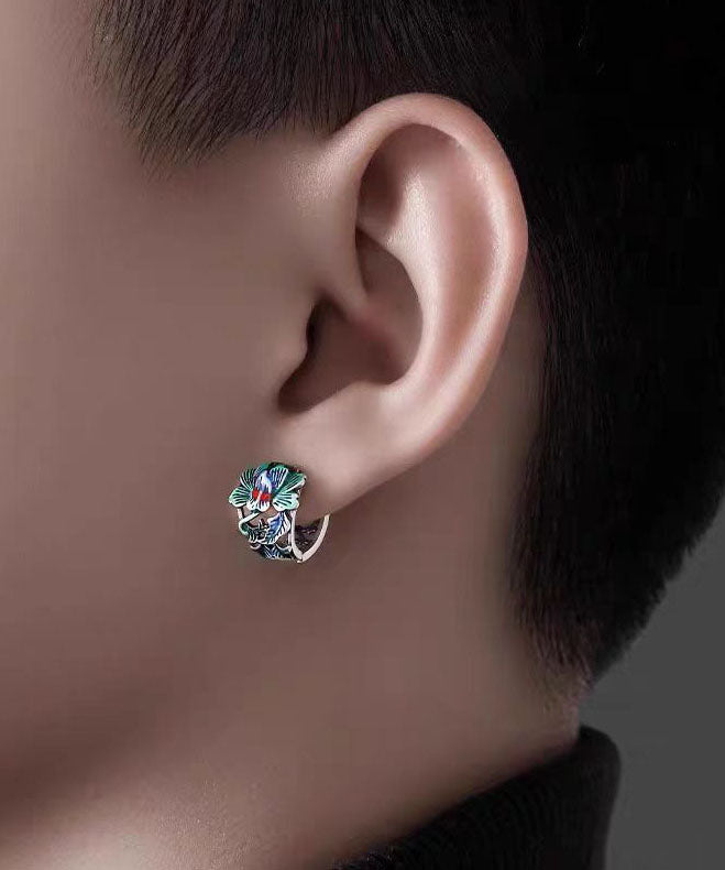 Silk Sterling Silver Peony Hoop Earrings