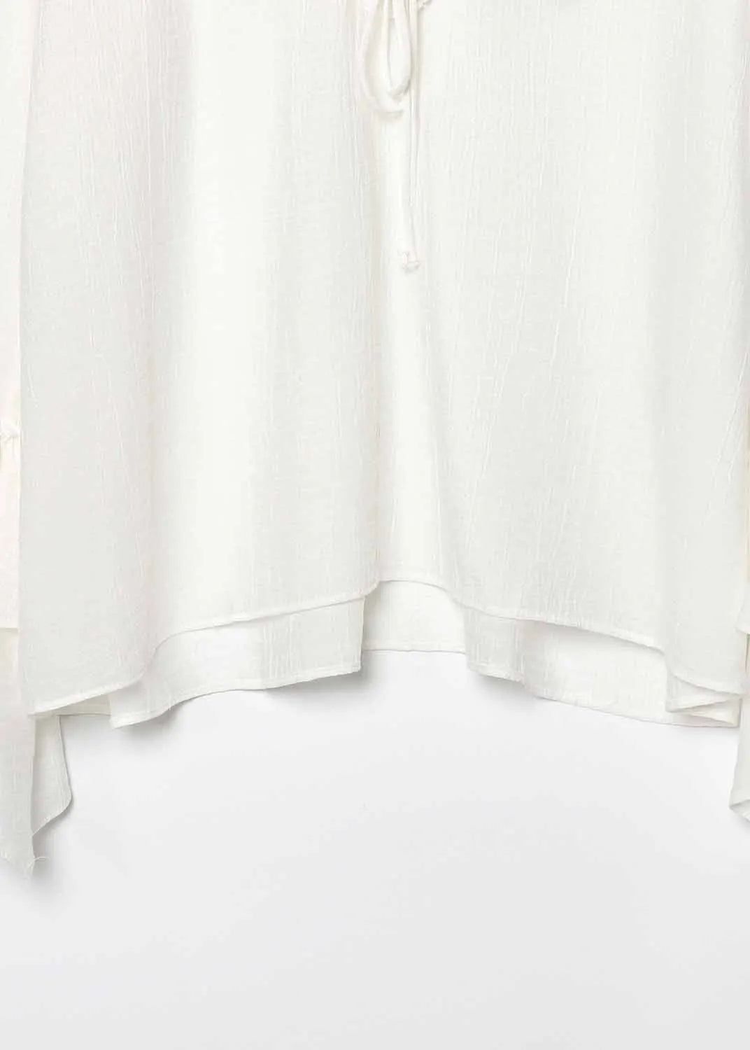 White V Neck Ruffled Patchwork Chiffon Top Fall