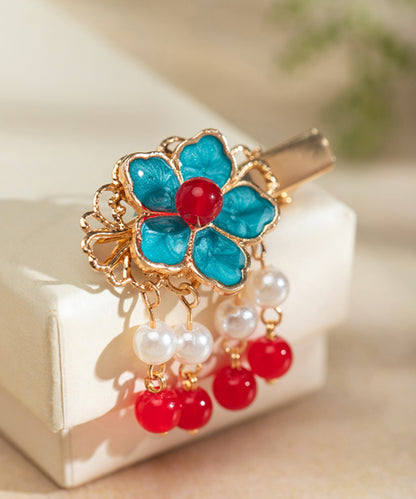 Multicolor Alloy Pearl Colored Glaze Tassel Hairpin