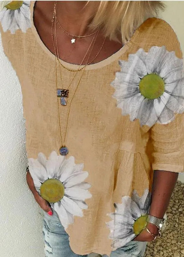 Daisy Print T Shirt Tops Outfits