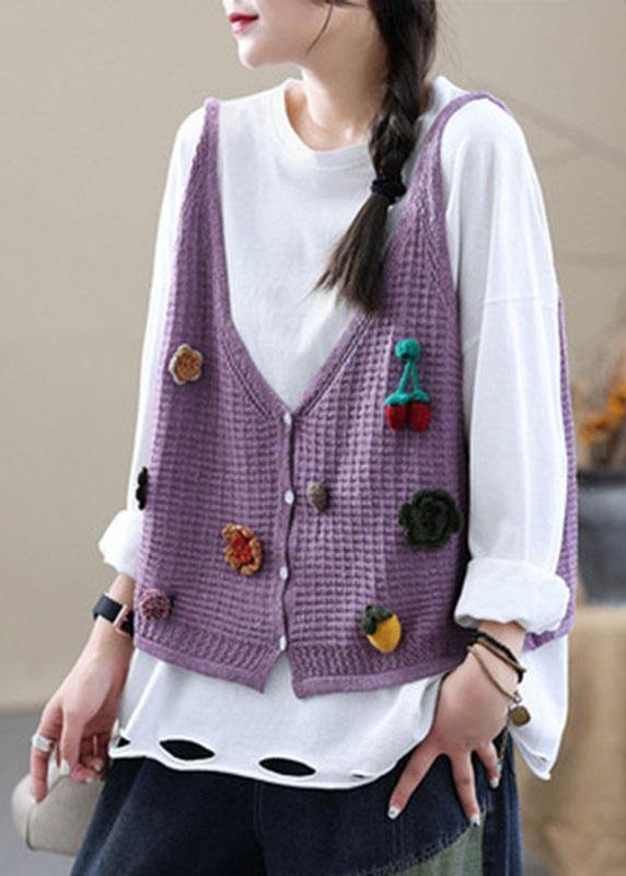 Style Khaki Embroideried Fall Shirt Knit Vest Sleeveless