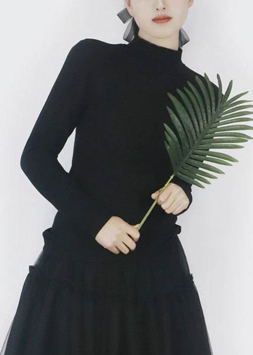 Black Warm Spring T Shirts Turtleneck