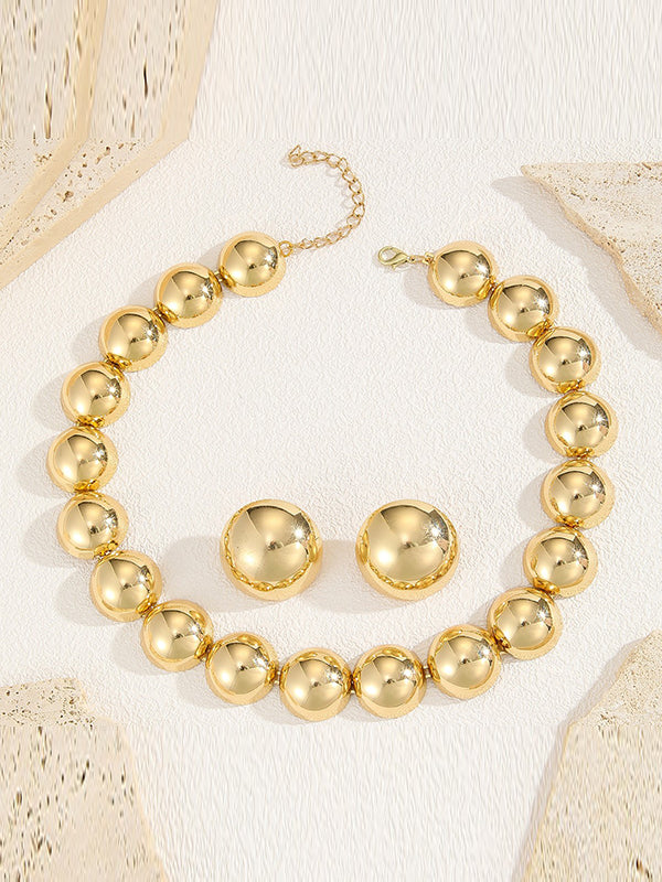 Beaded Color Split-joint Necklaces + Earrings Accessories Three Pieces