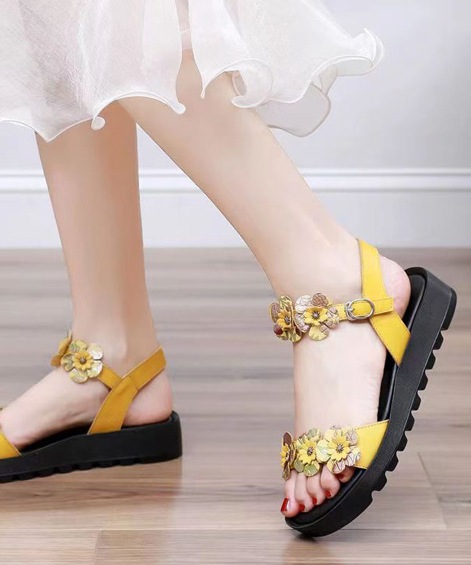 Yellow Sandals Platform Faux Leather Splicing Soofairy Shoes-20251