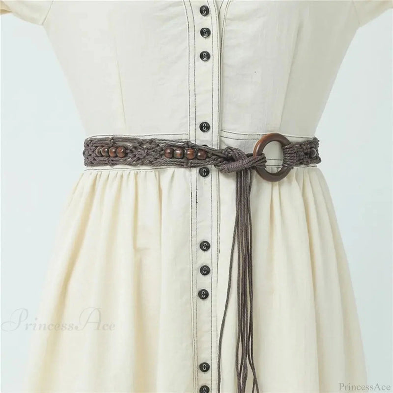 Dark Beach Plaited Waist Cord Belt