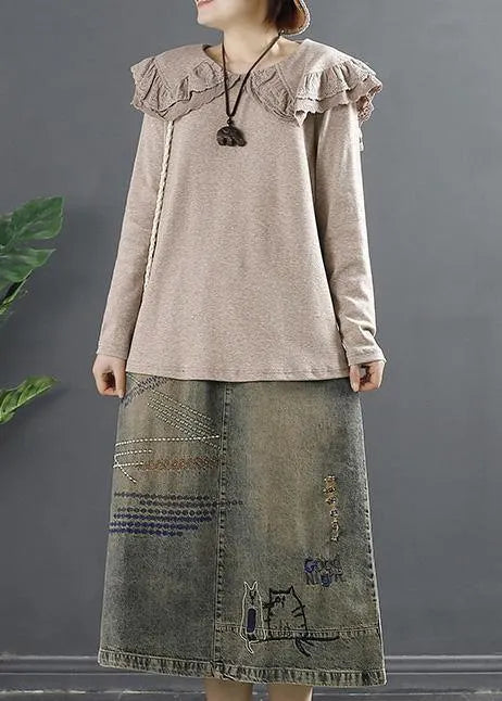 French Peter Pan Collar Blouses for Design Chocolate Shirts