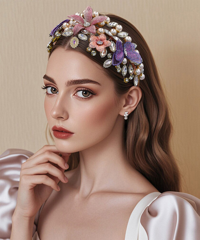 Art Multicolor Zircon Crystal Pearl Hairpiece