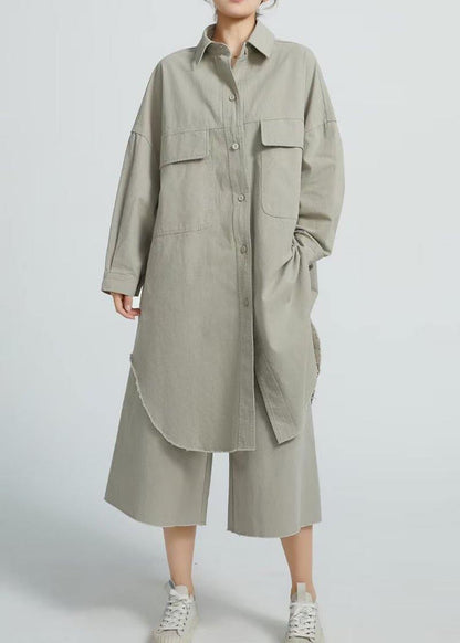 Cotton Long Shirt Tunics for Wardrobes Gray Dresses