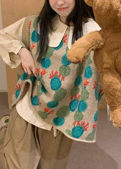 New Light Camel Embroideried Cozy Cotton Knit Two Piece Set Spring