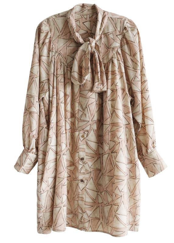 Pink Print Chiffon Button Spring Maxi Dress