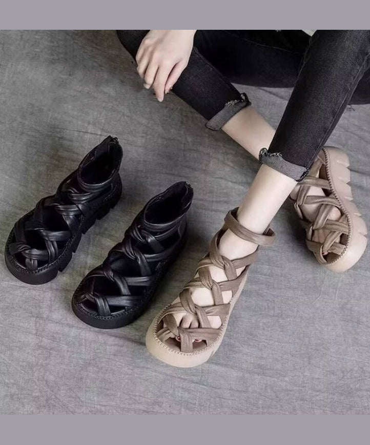 Summer New Black Hollow Out Roman Sandals