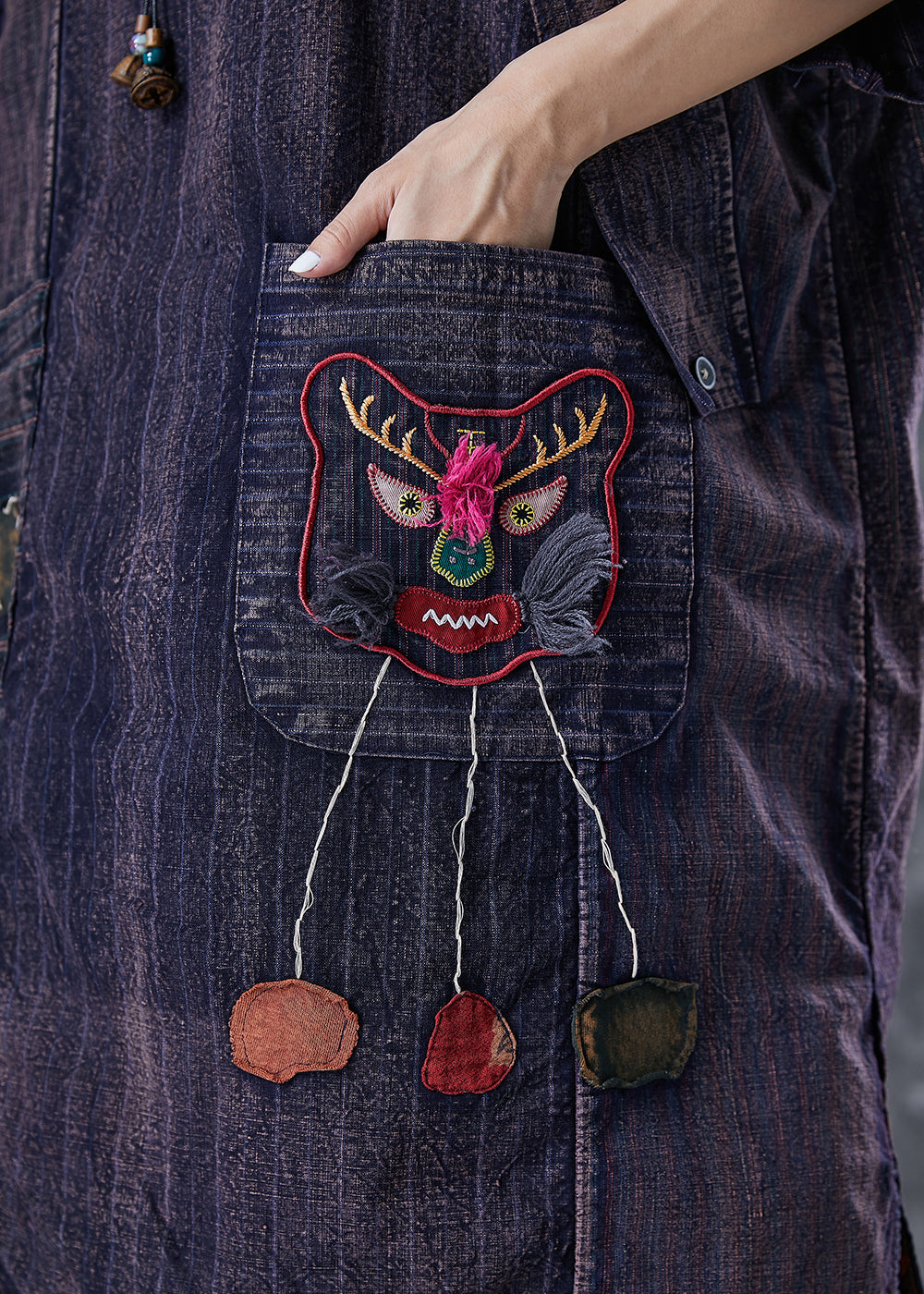 Embroideried Patchwork Applique Wear on Both Sides Cotton Dress Summer