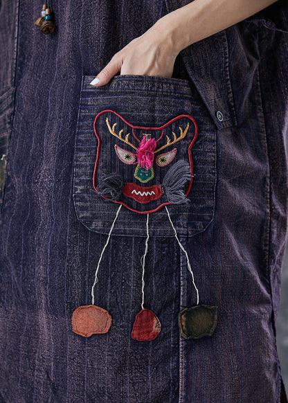 Embroideried Patchwork Applique Wear on Both Sides Cotton Dress Summer