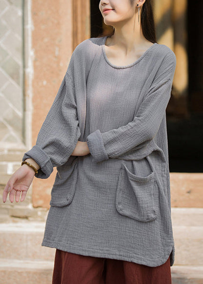 Green O Neck Pockets Cotton T Shirt Top Spring
