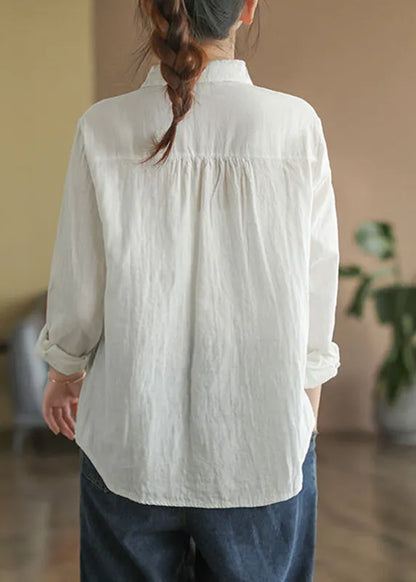 White Peter Pan Collar Cotton Top Fall