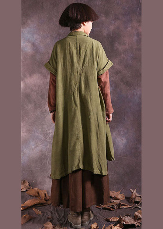 Green Peter Pan Collar Button Cotton Coat Short Sleeve
