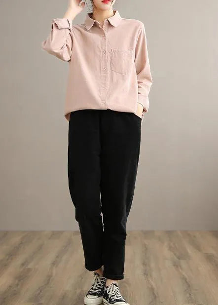 Modern Pink Clothes for Lapel Pockets Spring Tops