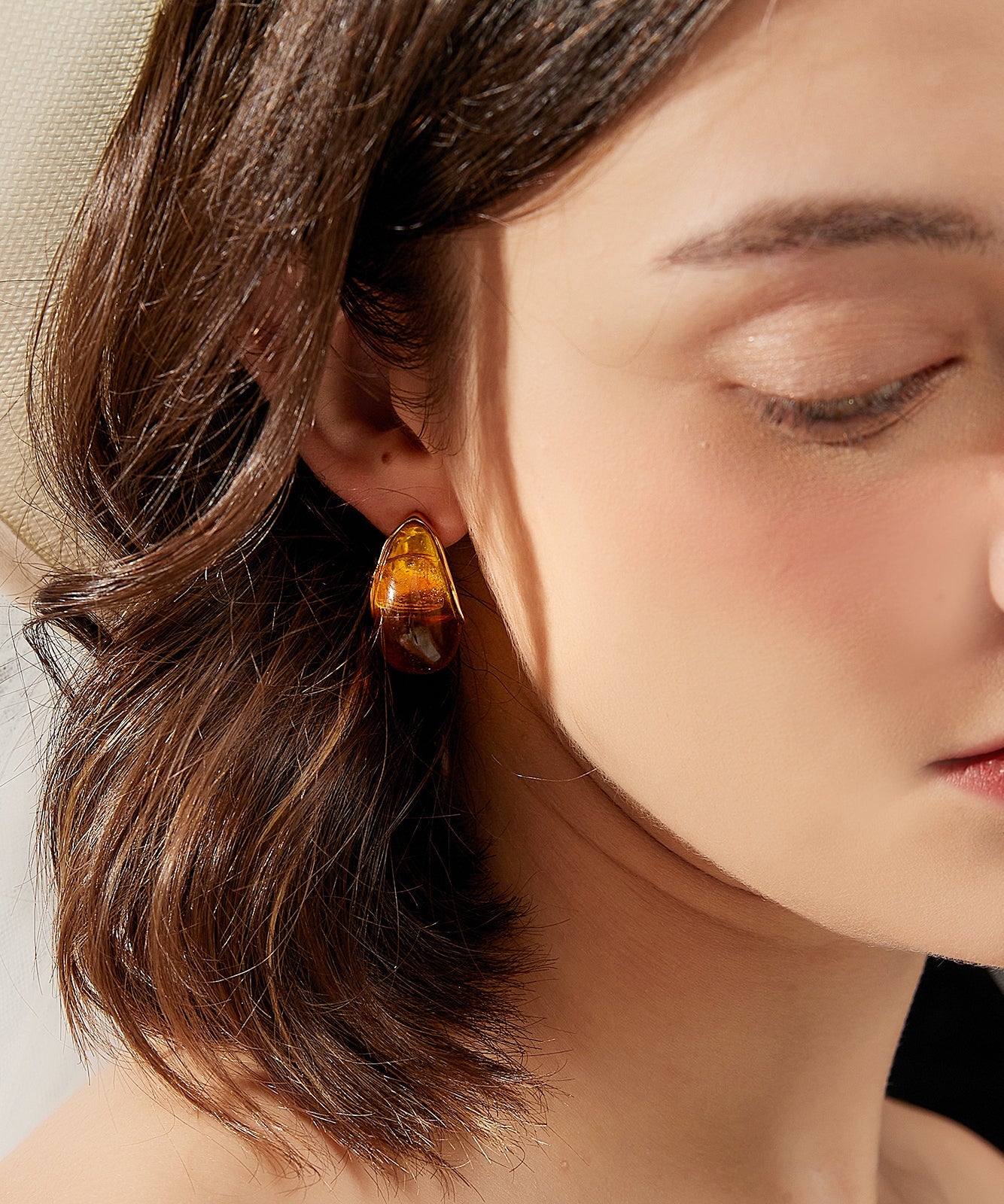 Yellow Stainless Steel Resin Hoop Earrings